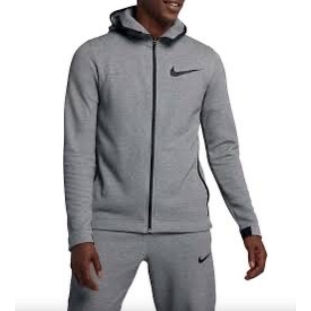 Nike Dry Showtime Full-Zip Hoodie Mens Size XL Dri-Fit Athletic Basketball Gray